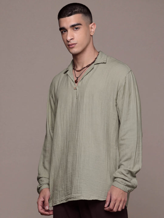 Unbound Open Collar Popover Shirt