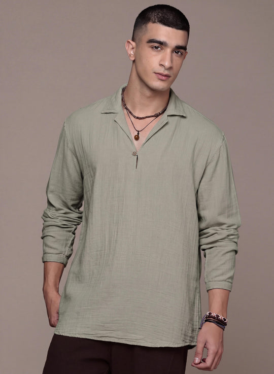 Unbound Open Collar Popover Shirt