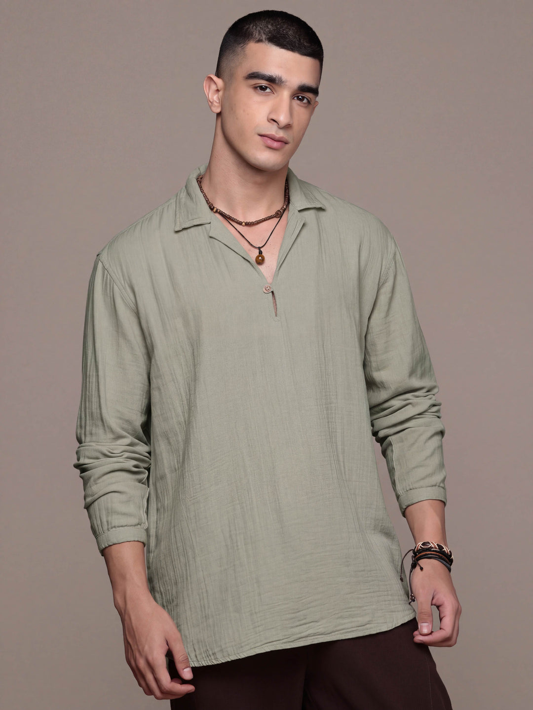 Unbound Open Collar Popover Shirt