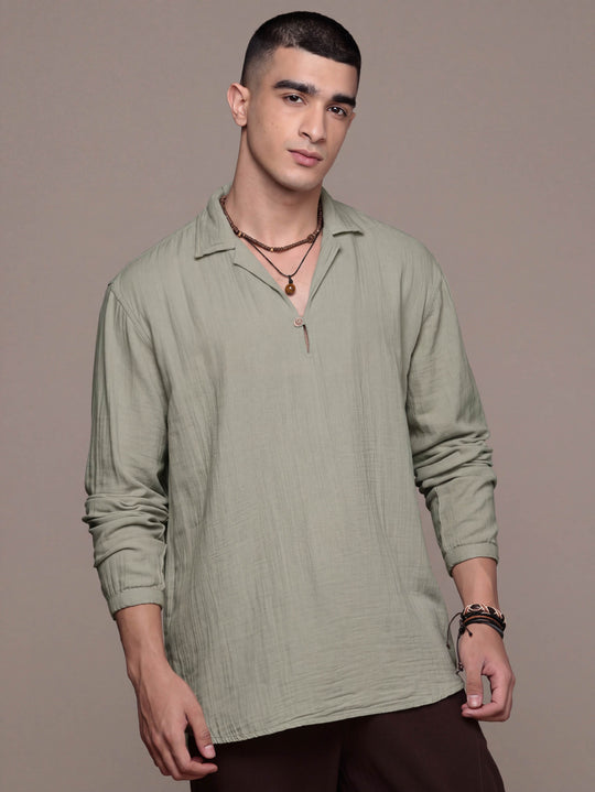 Unbound Open Collar Popover Shirt