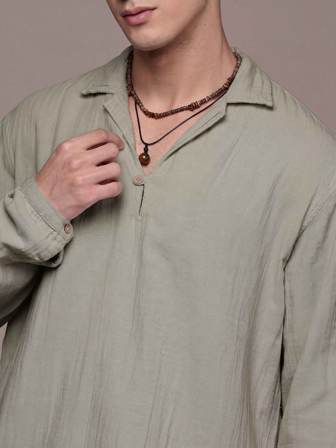 Unbound Open Collar Popover Shirt