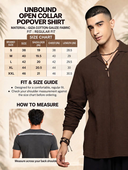 Unbound Open Collar Popover Shirt