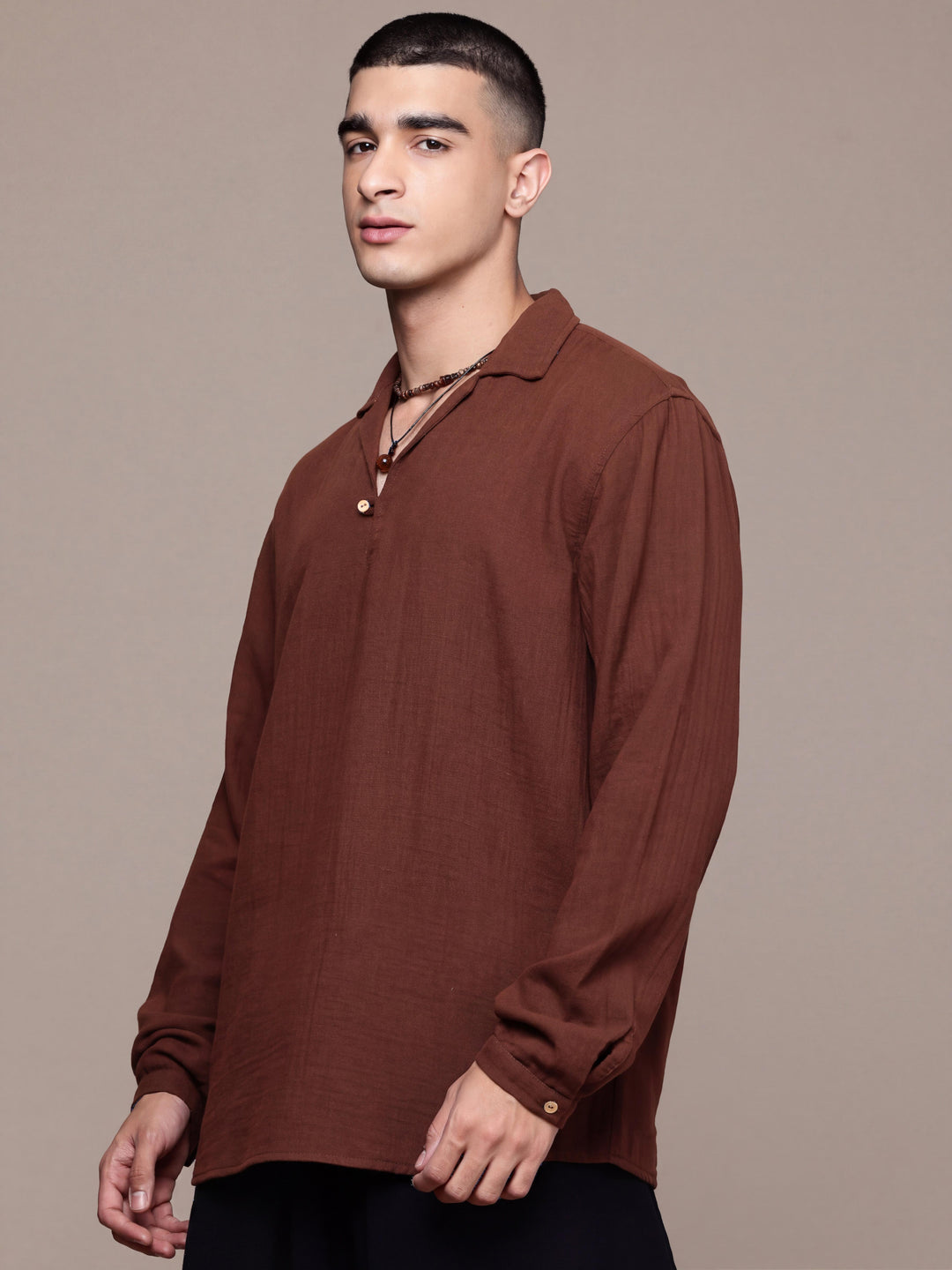 Unbound Open Collar Popover Shirt