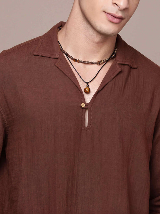 Unbound Open Collar Popover Shirt