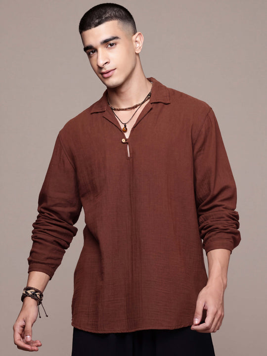 Unbound Open Collar Popover Shirt