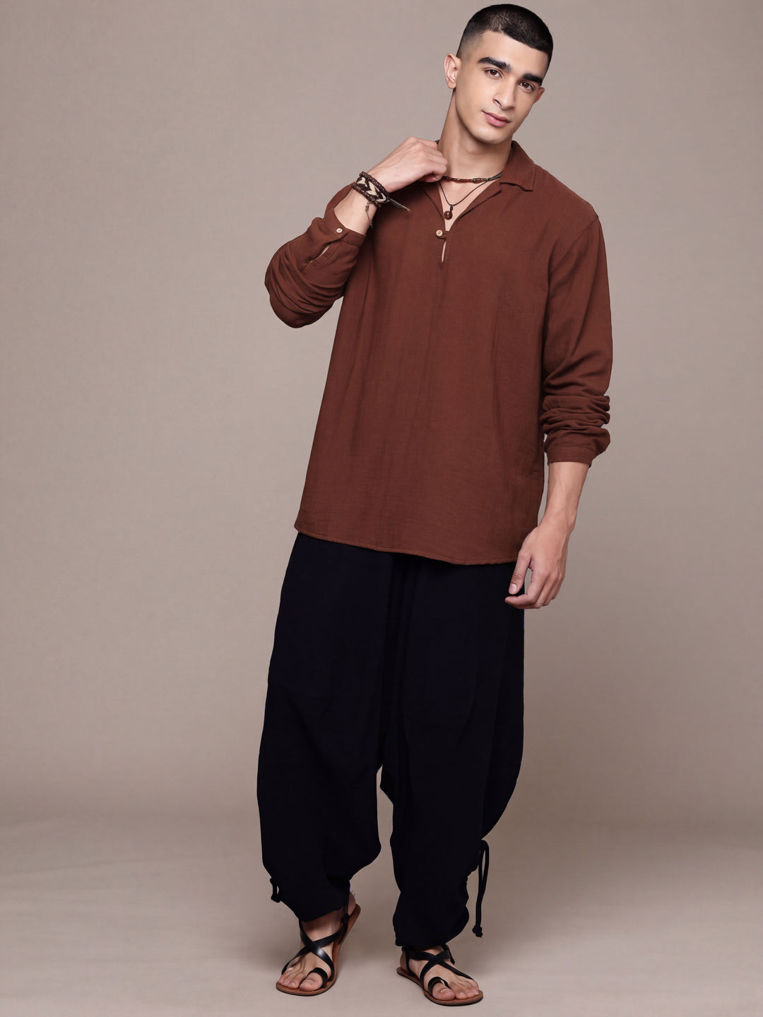 Unbound Open Collar Popover Shirt