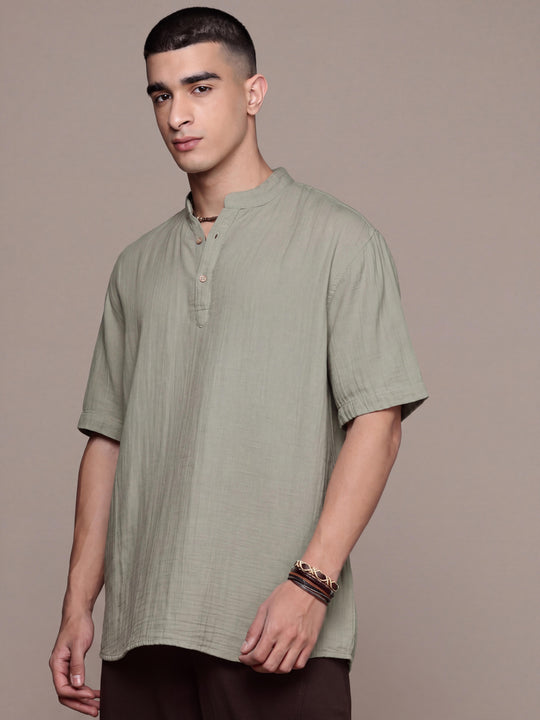 Nomad Band Collar Half Sleeve Kurta