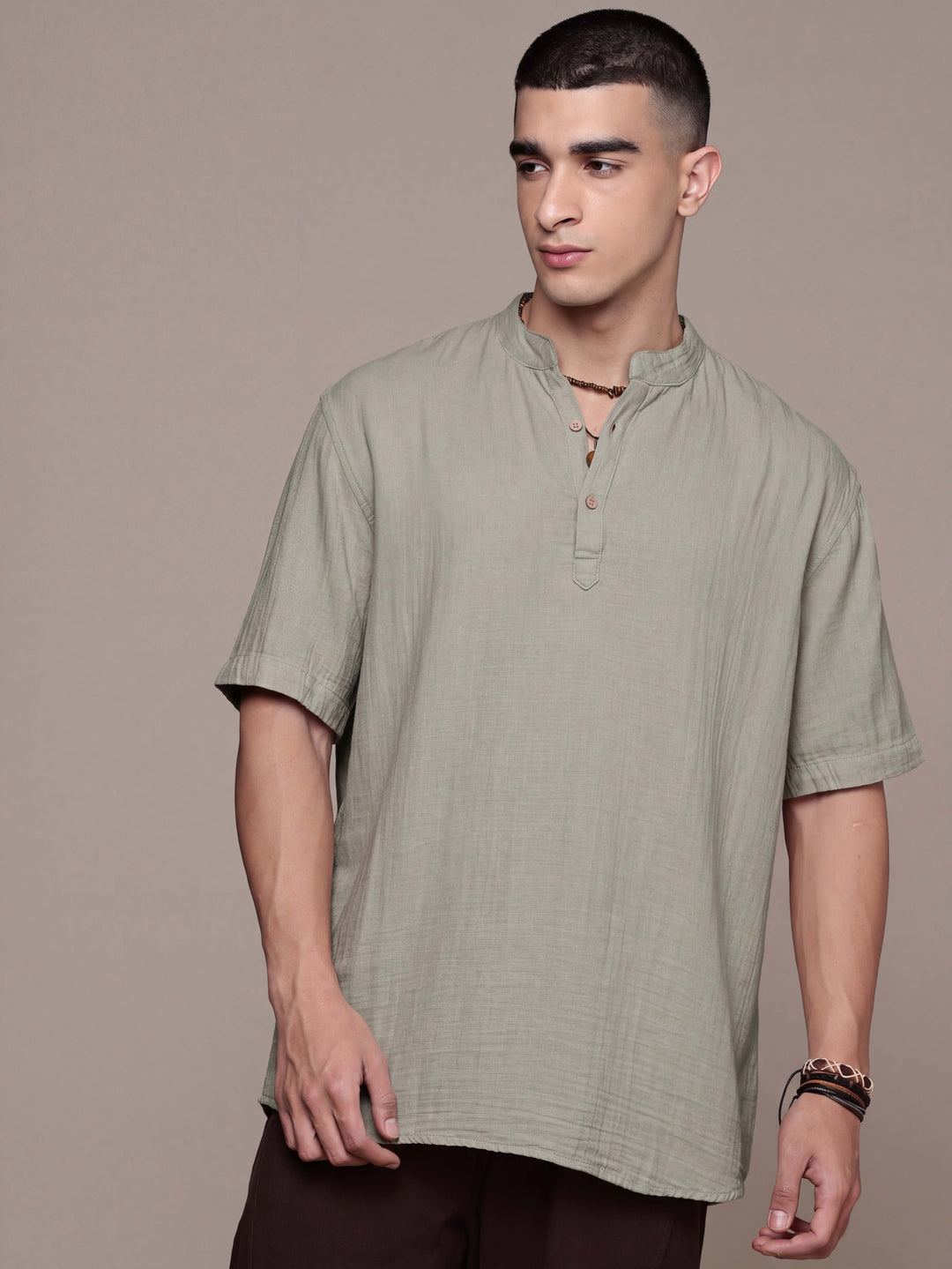 Nomad Band Collar Half Sleeve Kurta