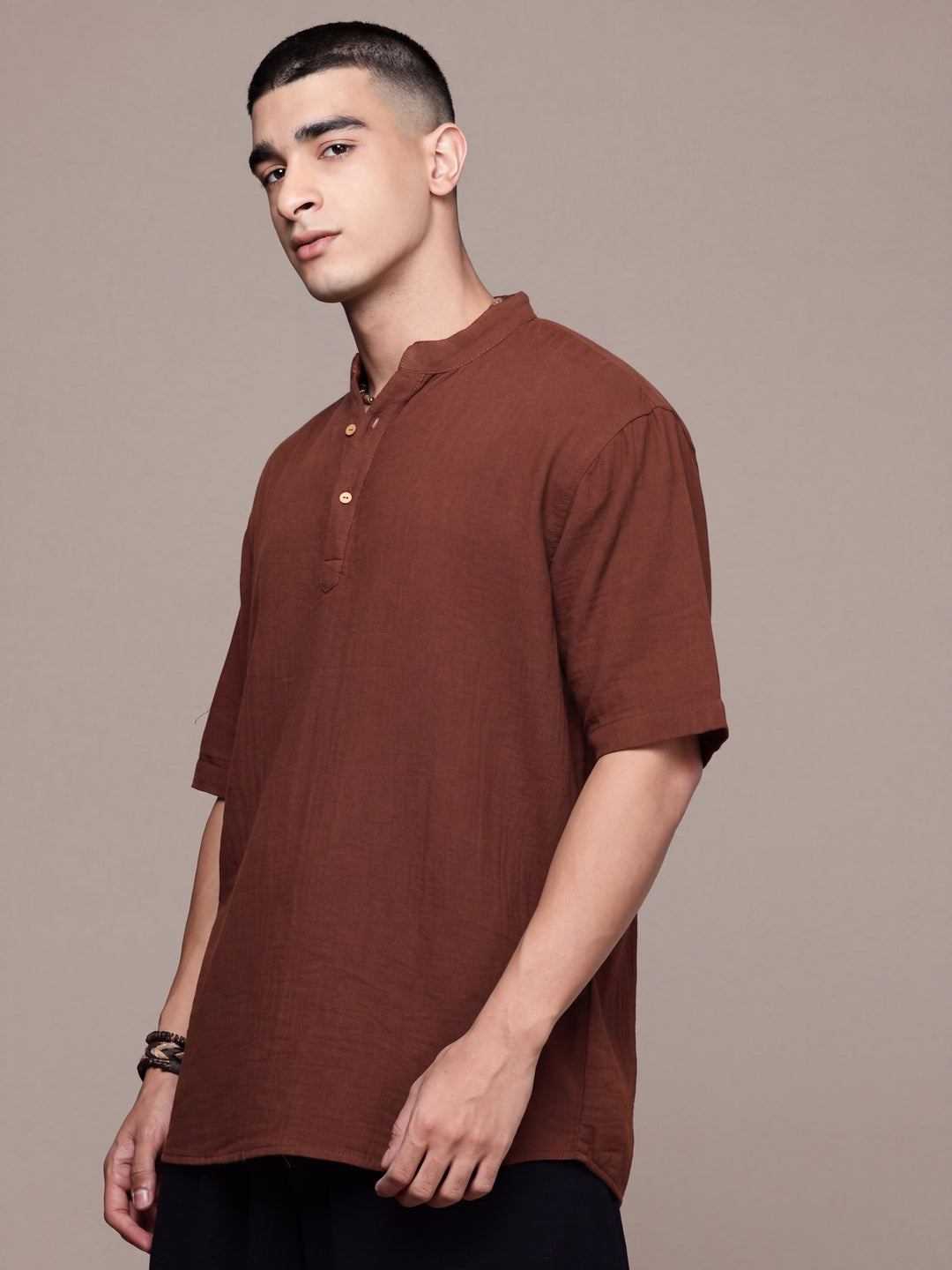 Nomad Band Collar Half Sleeve Kurta