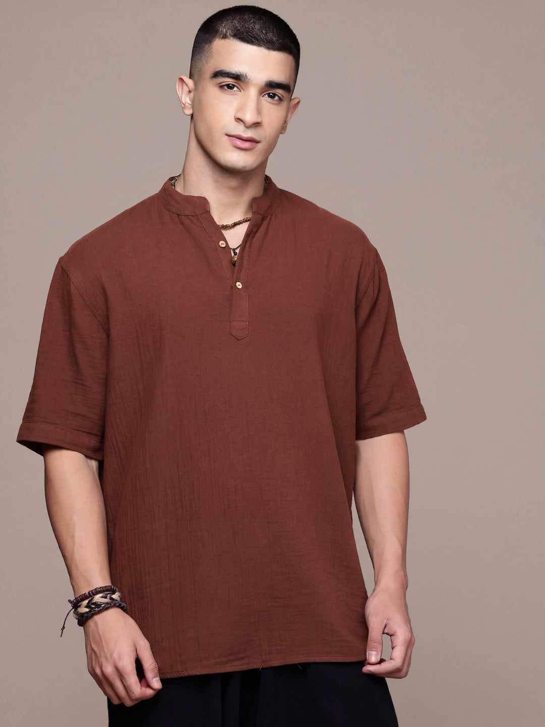 Nomad Band Collar Half Sleeve Kurta