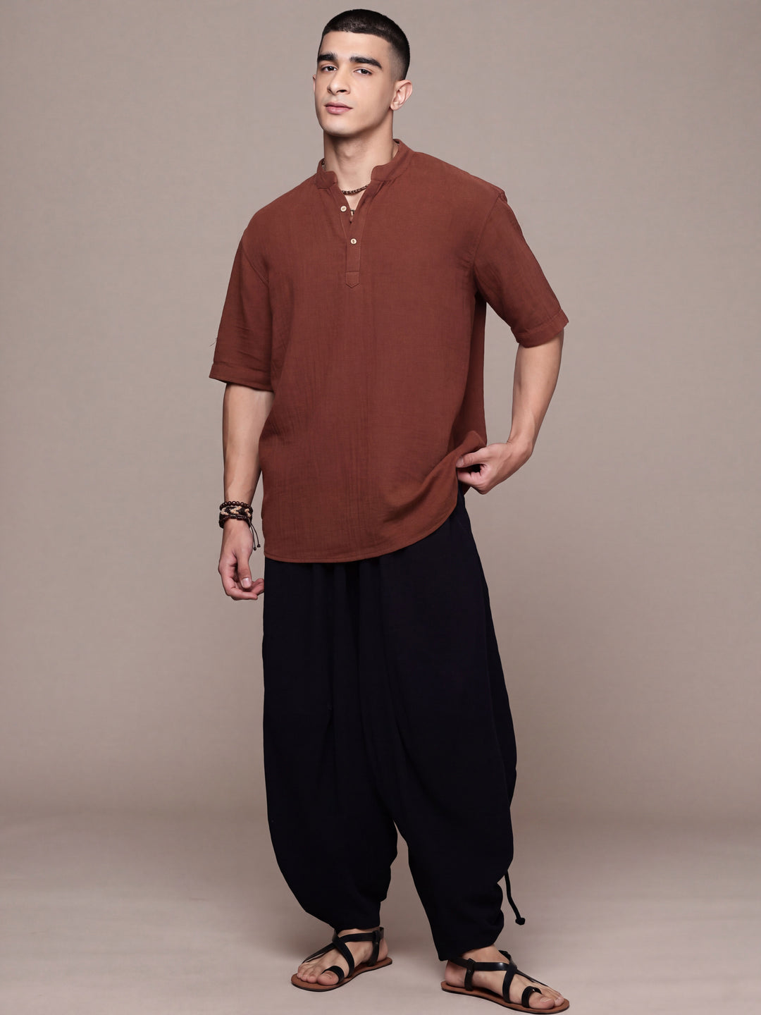 Nomad Band Collar Half Sleeve Kurta