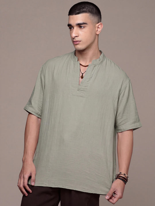 Rooted Split Neck Cotton Kurta