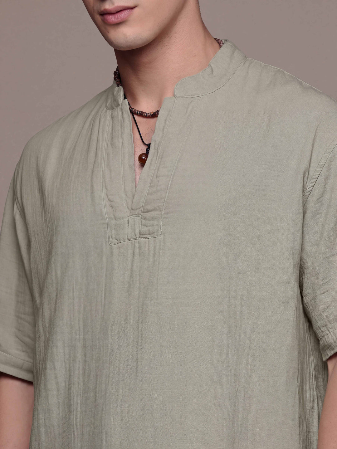 Rooted Split Neck Cotton Kurta