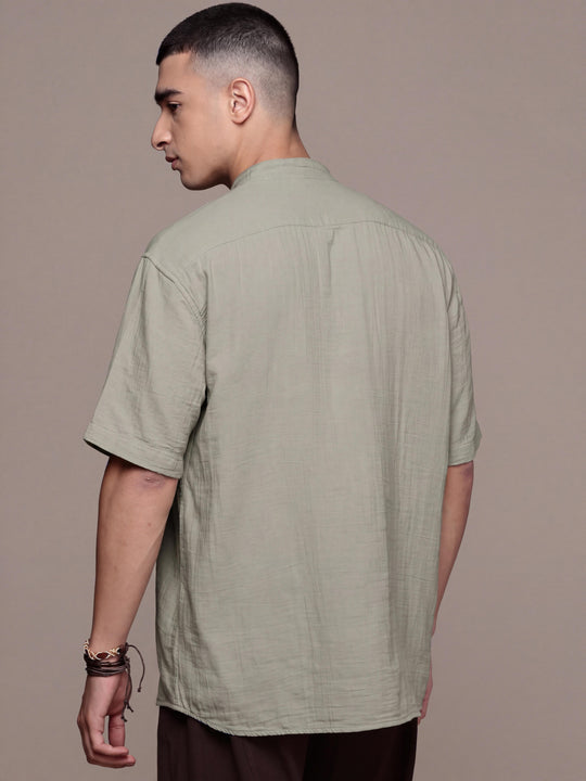 Rooted Split Neck Cotton Kurta