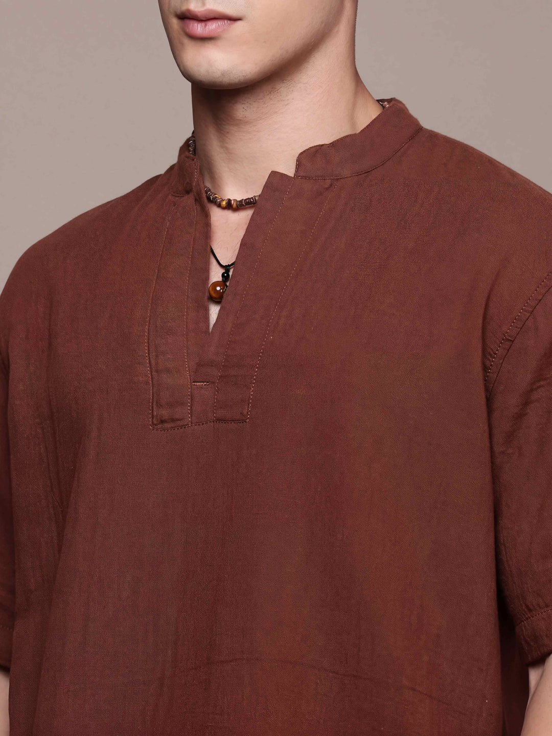 Rooted Split Neck Cotton Kurta