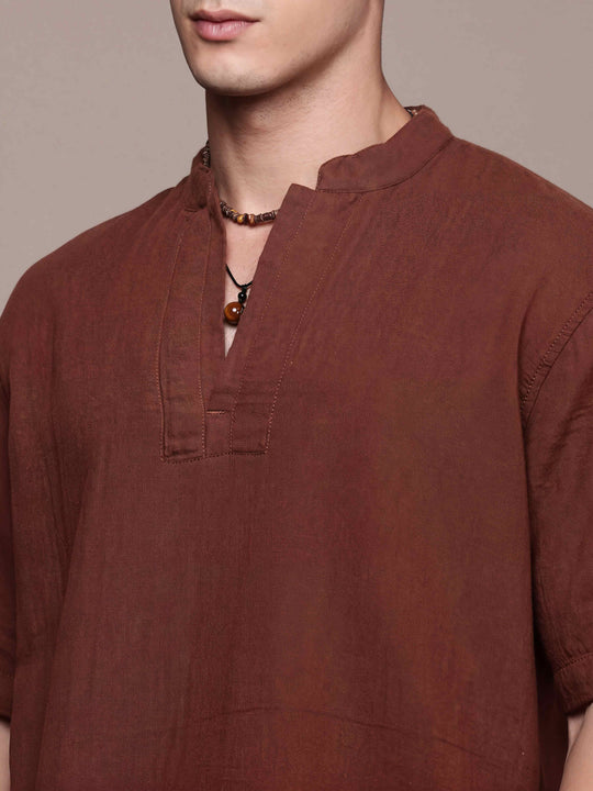 Rooted Split Neck Cotton Kurta