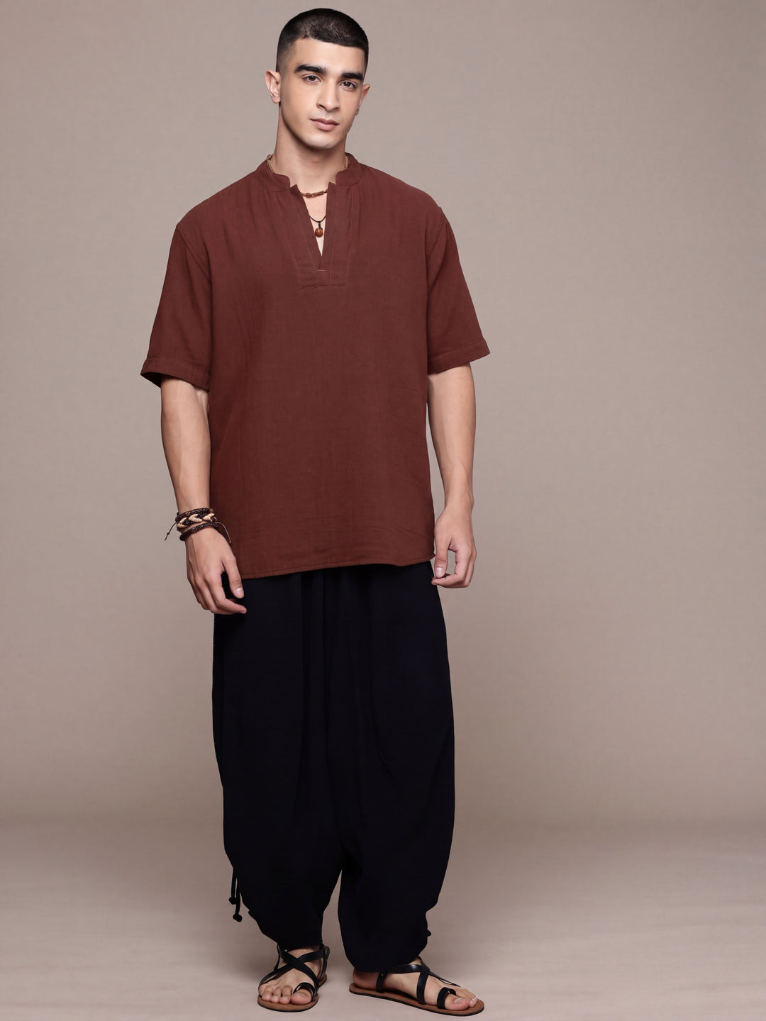 Rooted Split Neck Cotton Kurta