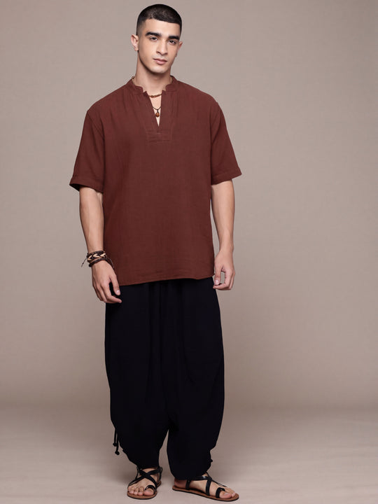 Rooted Split Neck Cotton Kurta