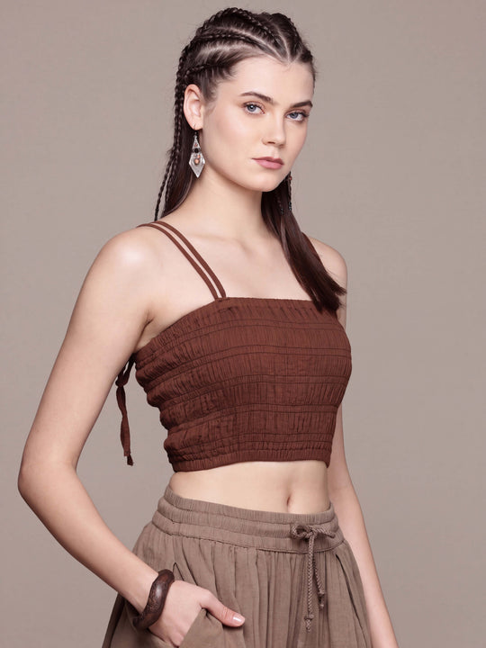 Smocked Spaghetti Cotton Cami Top