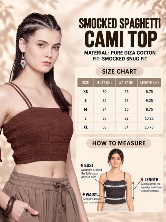 Smocked Spaghetti Cotton Cami Top