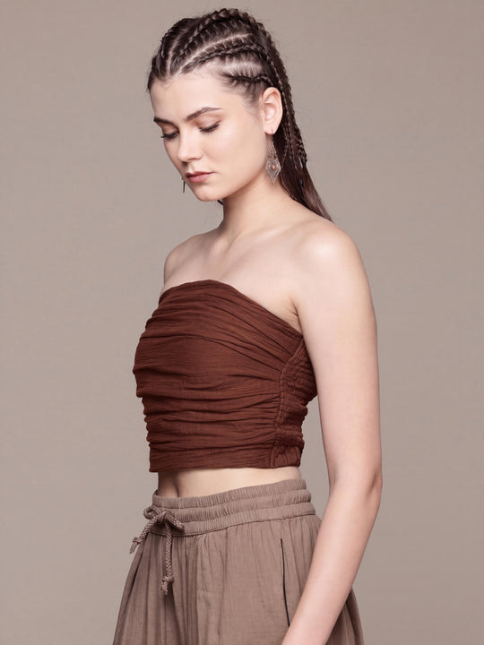 Ruched Bandeau Cotton Tube Top