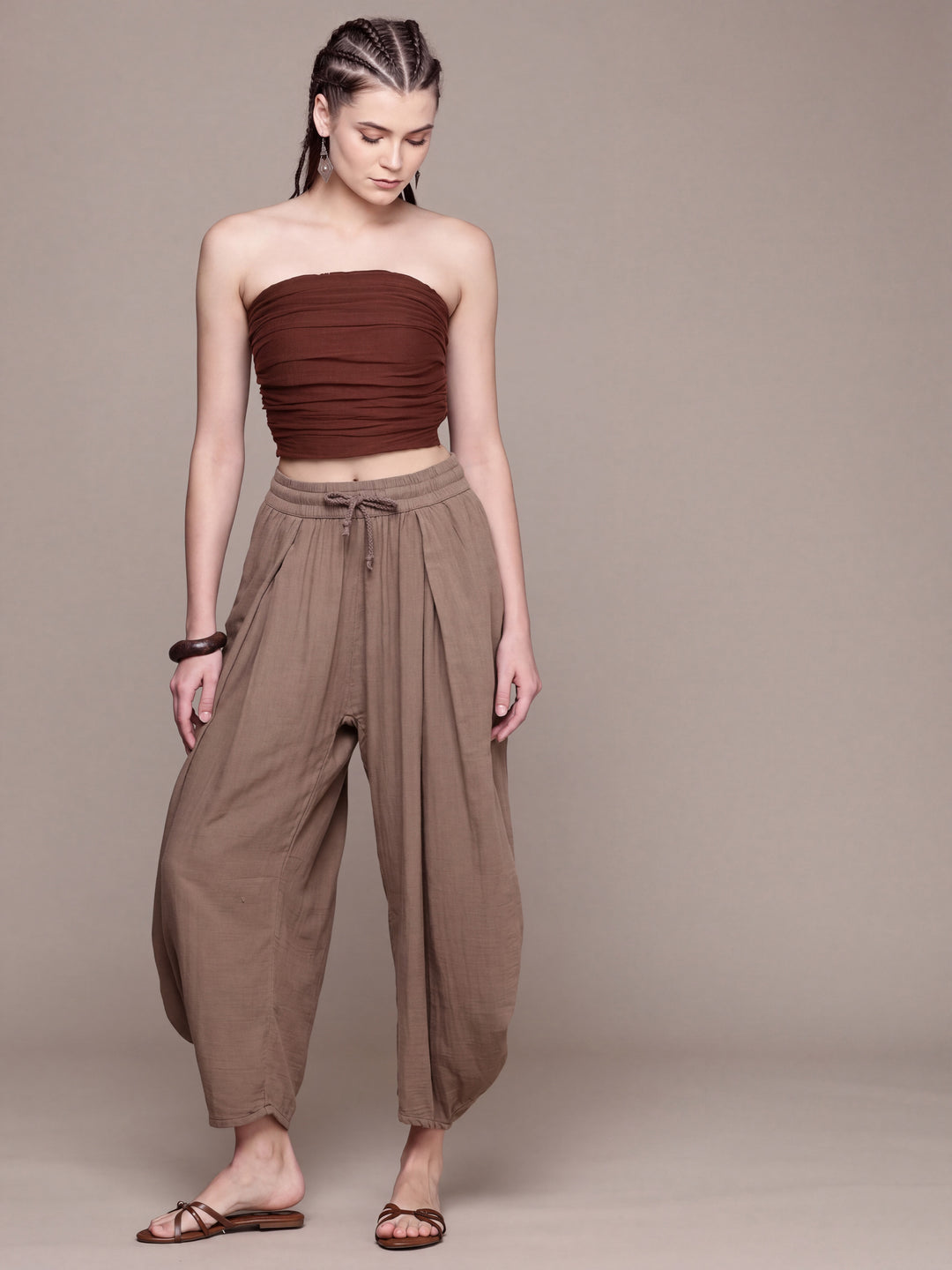 Ruched Bandeau Cotton Tube Top