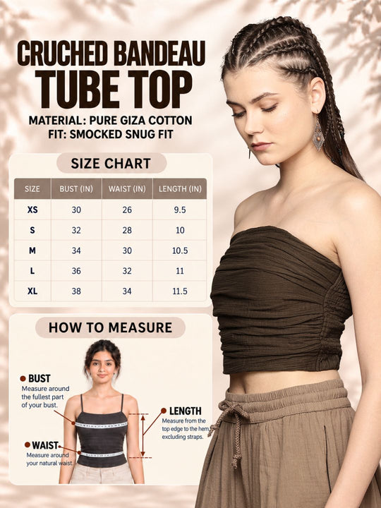 Ruched Bandeau Cotton Tube Top