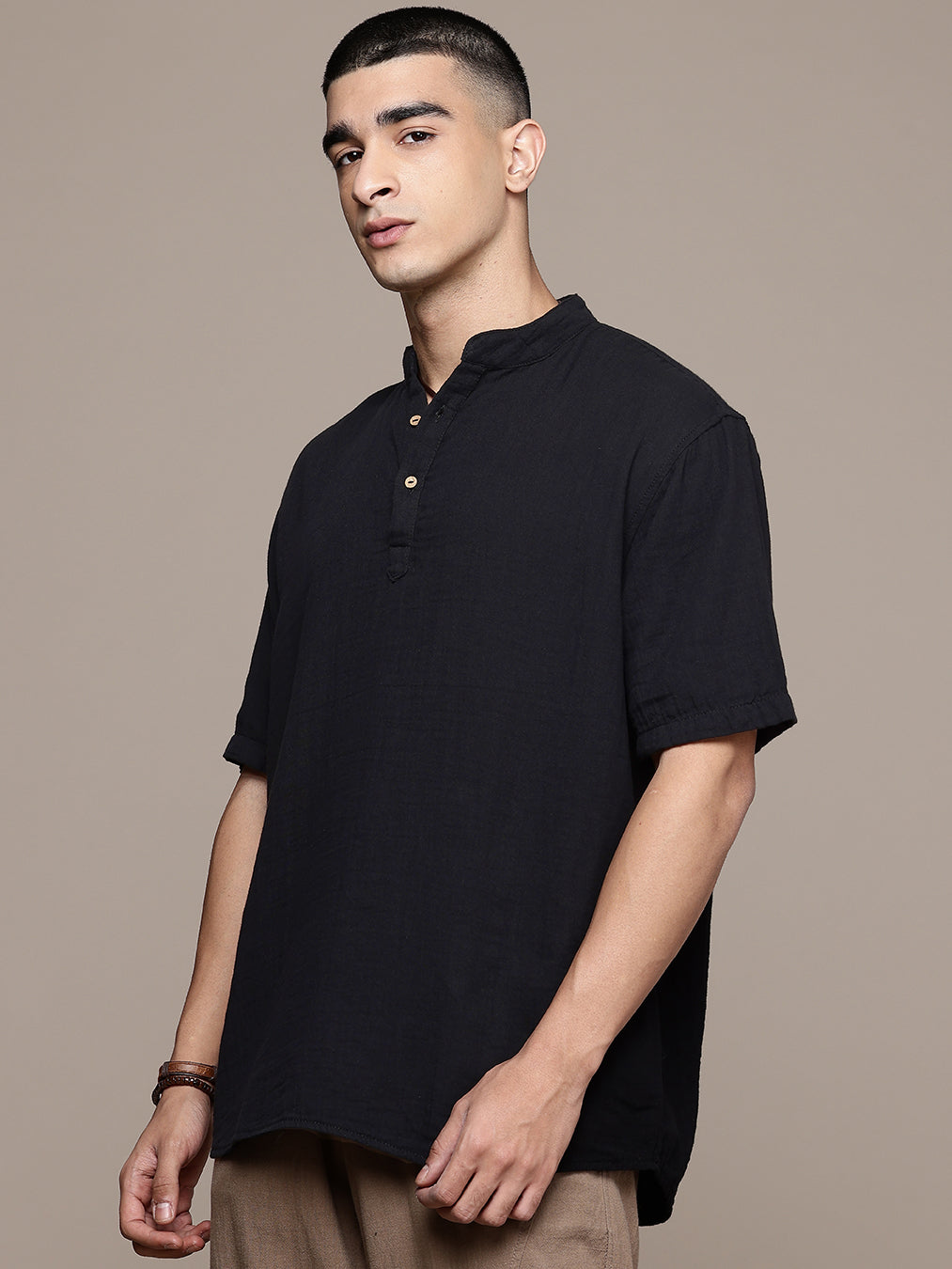 Nomad Band Collar Half Sleeve Kurta
