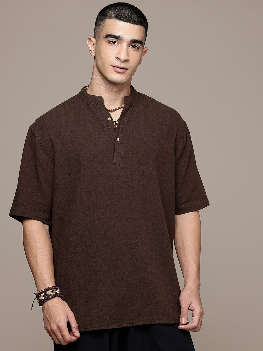 Nomad Band Collar Half Sleeve Kurta