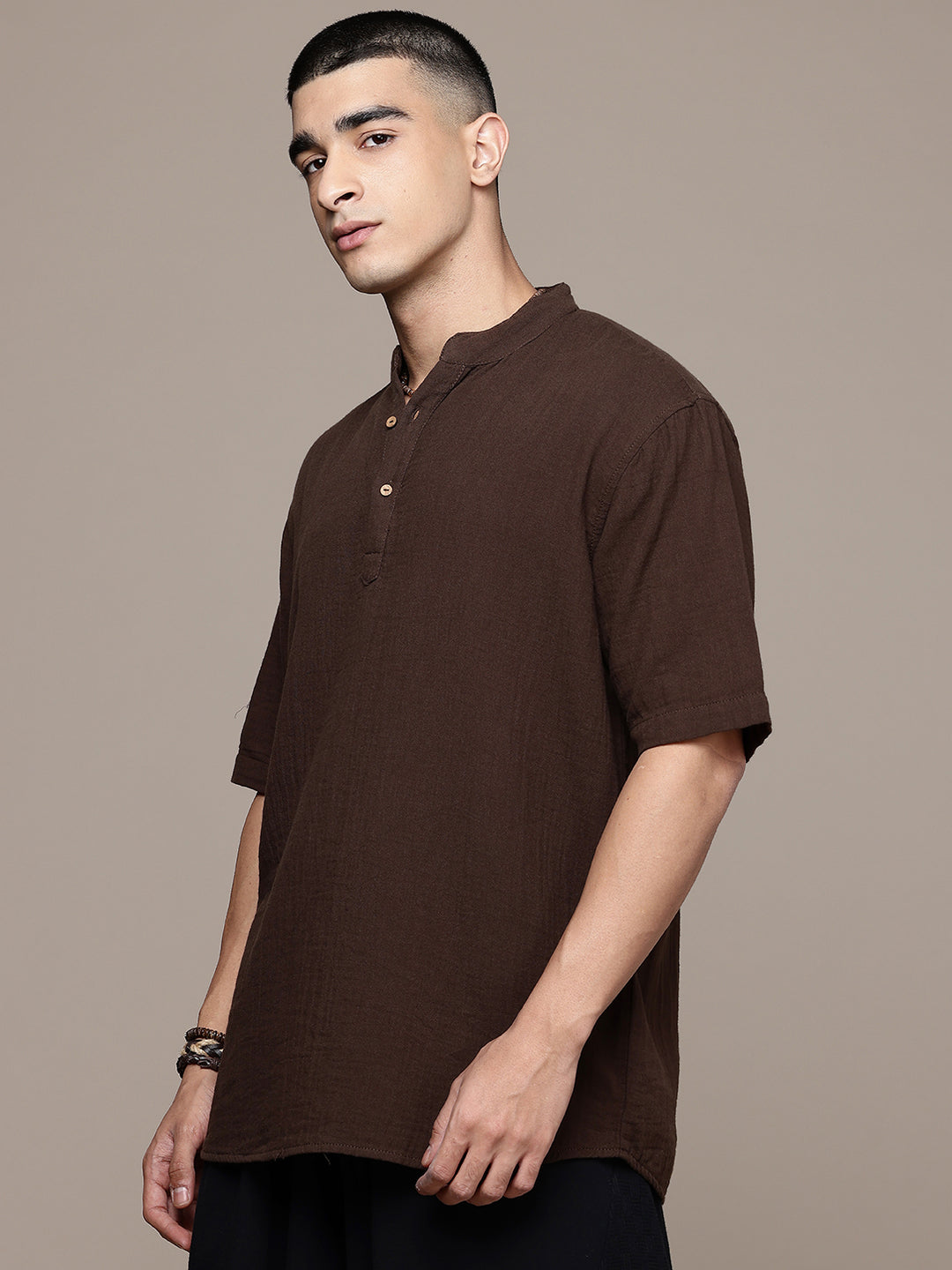 Nomad Band Collar Half Sleeve Kurta