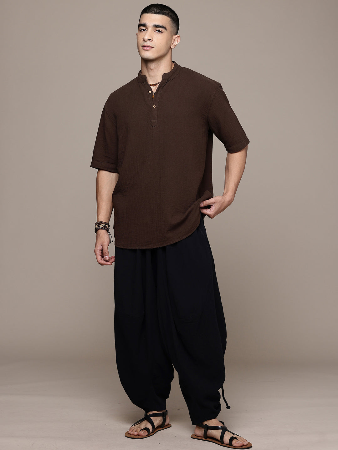 Nomad Band Collar Half Sleeve Kurta