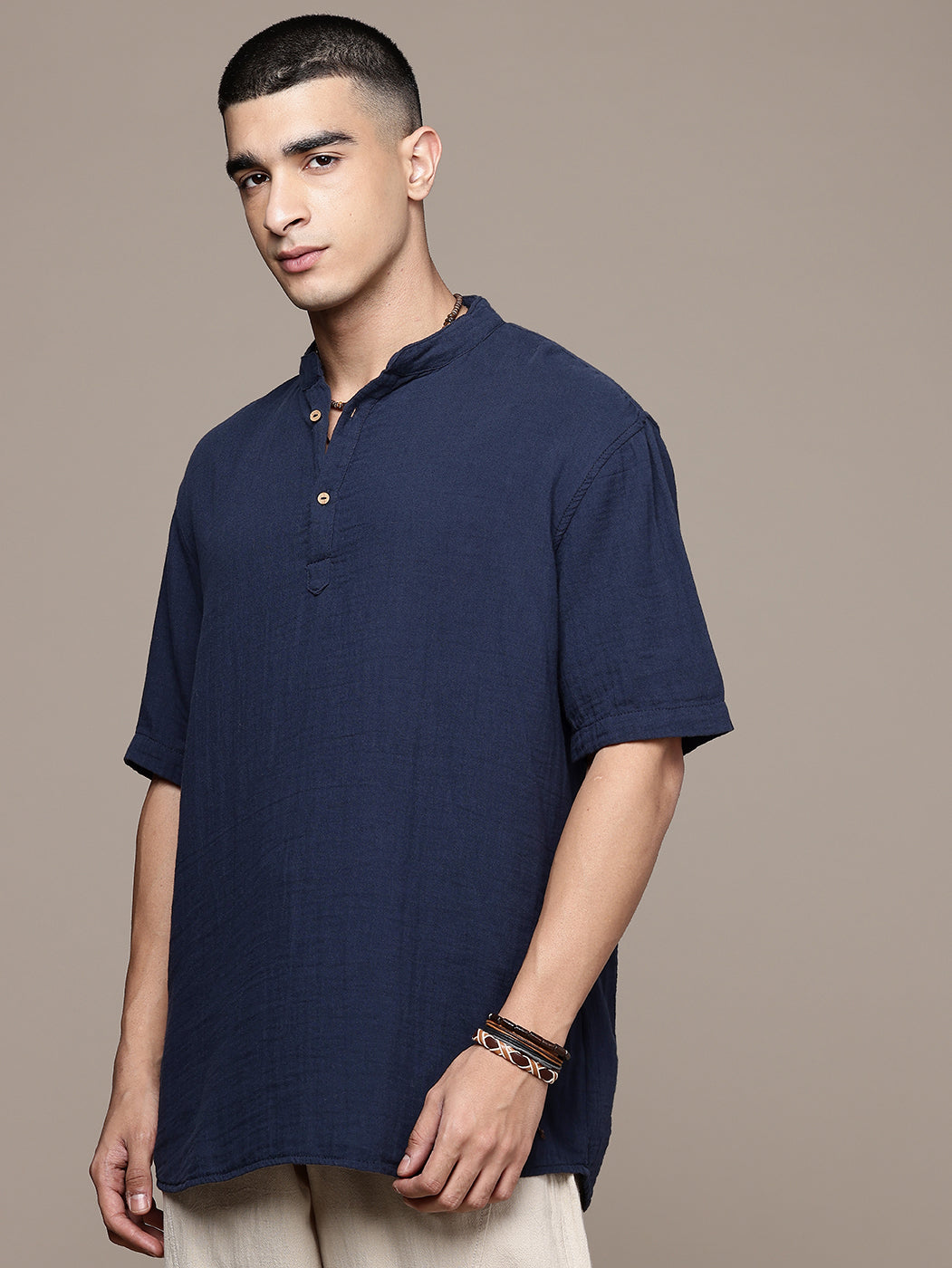 Nomad Band Collar Half Sleeve Kurta