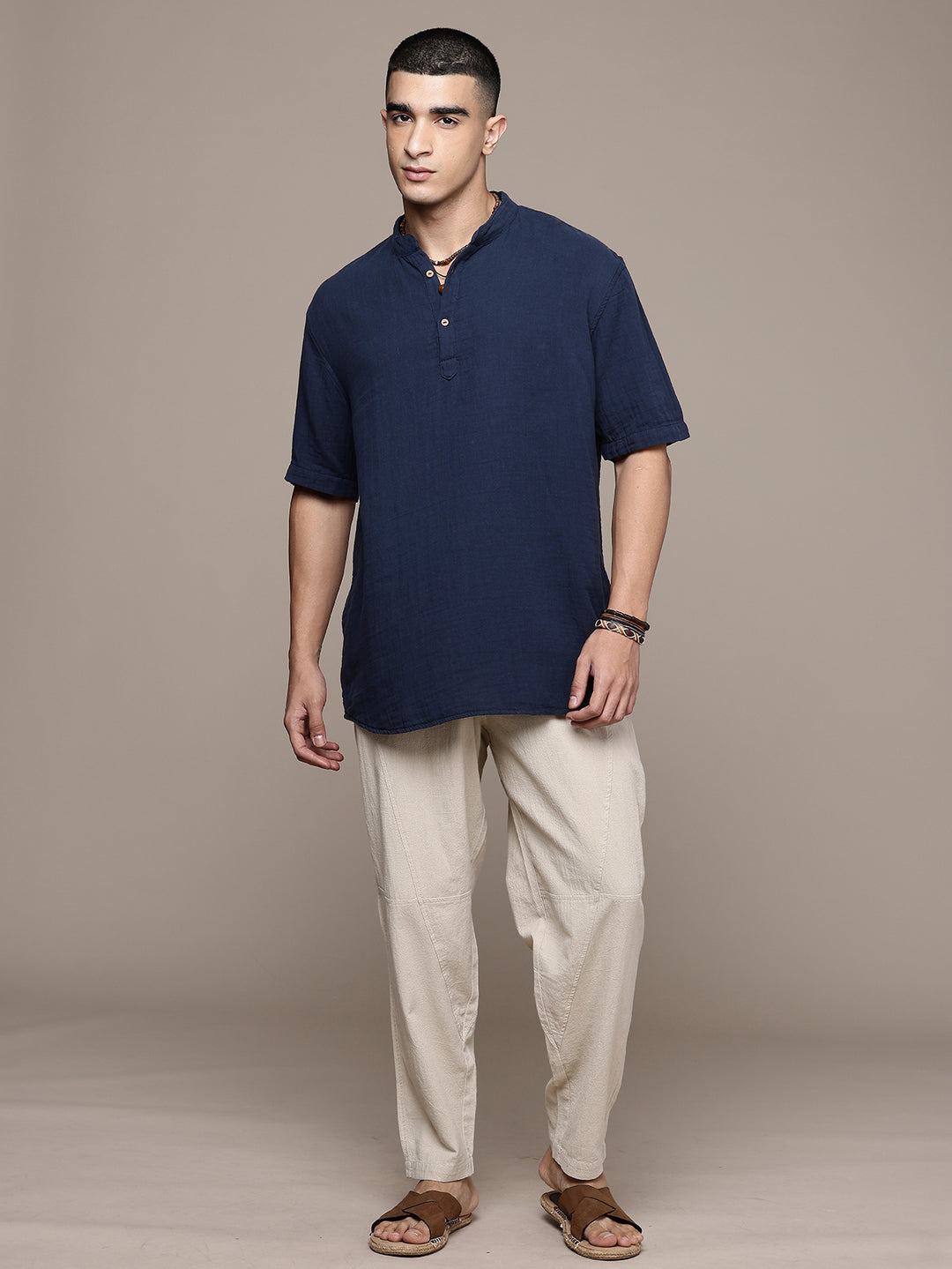 Nomad Band Collar Half Sleeve Kurta