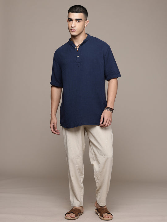 Nomad Band Collar Half Sleeve Kurta