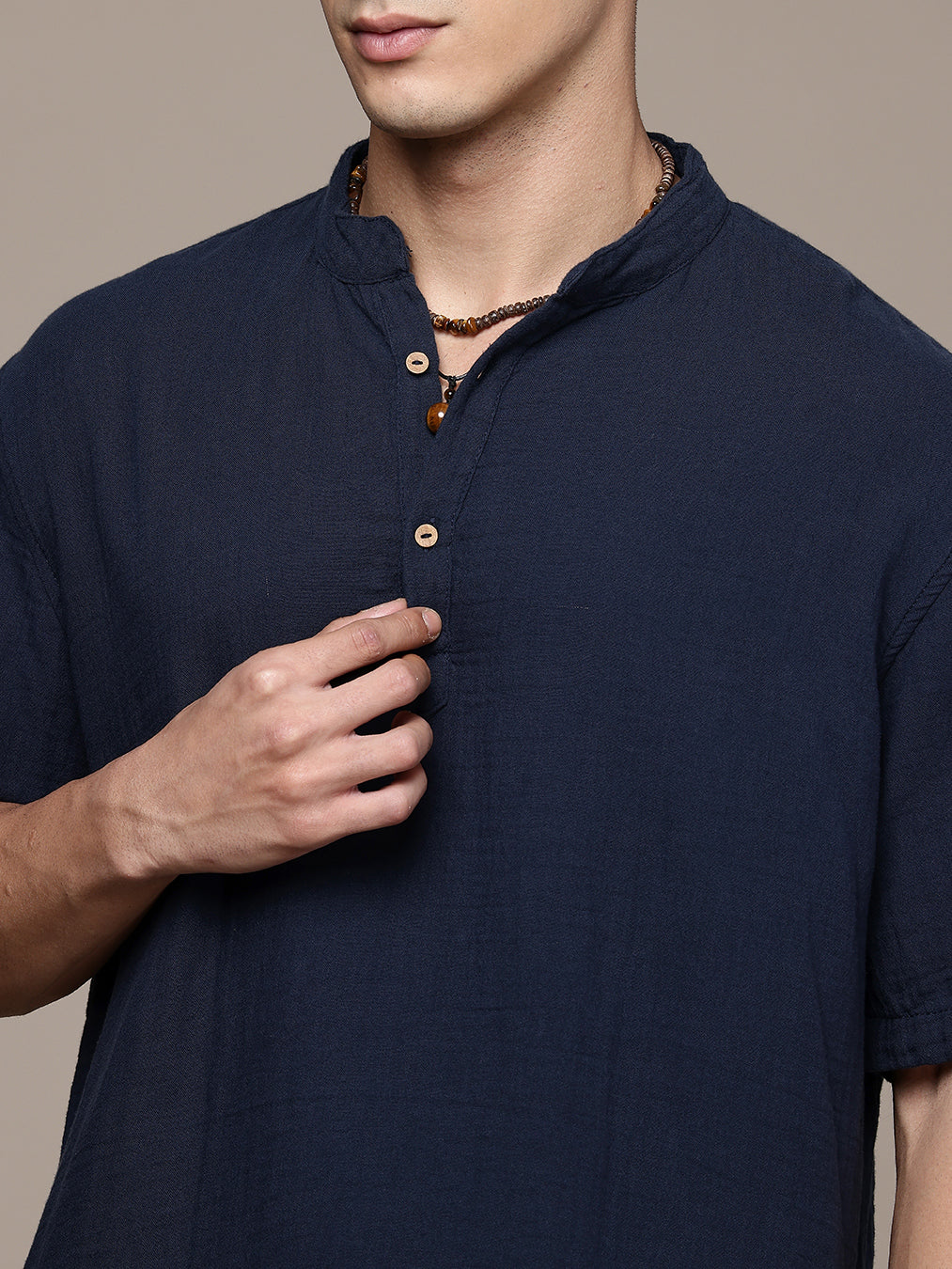 Nomad Band Collar Half Sleeve Kurta