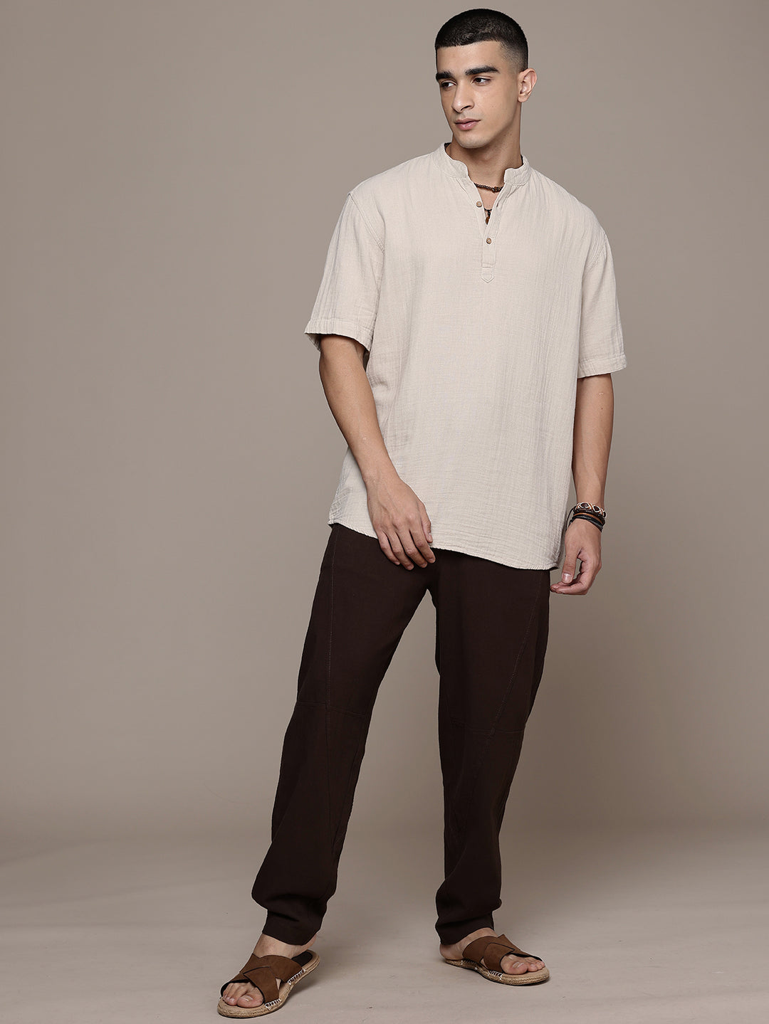 Nomad Band Collar Half Sleeve Kurta