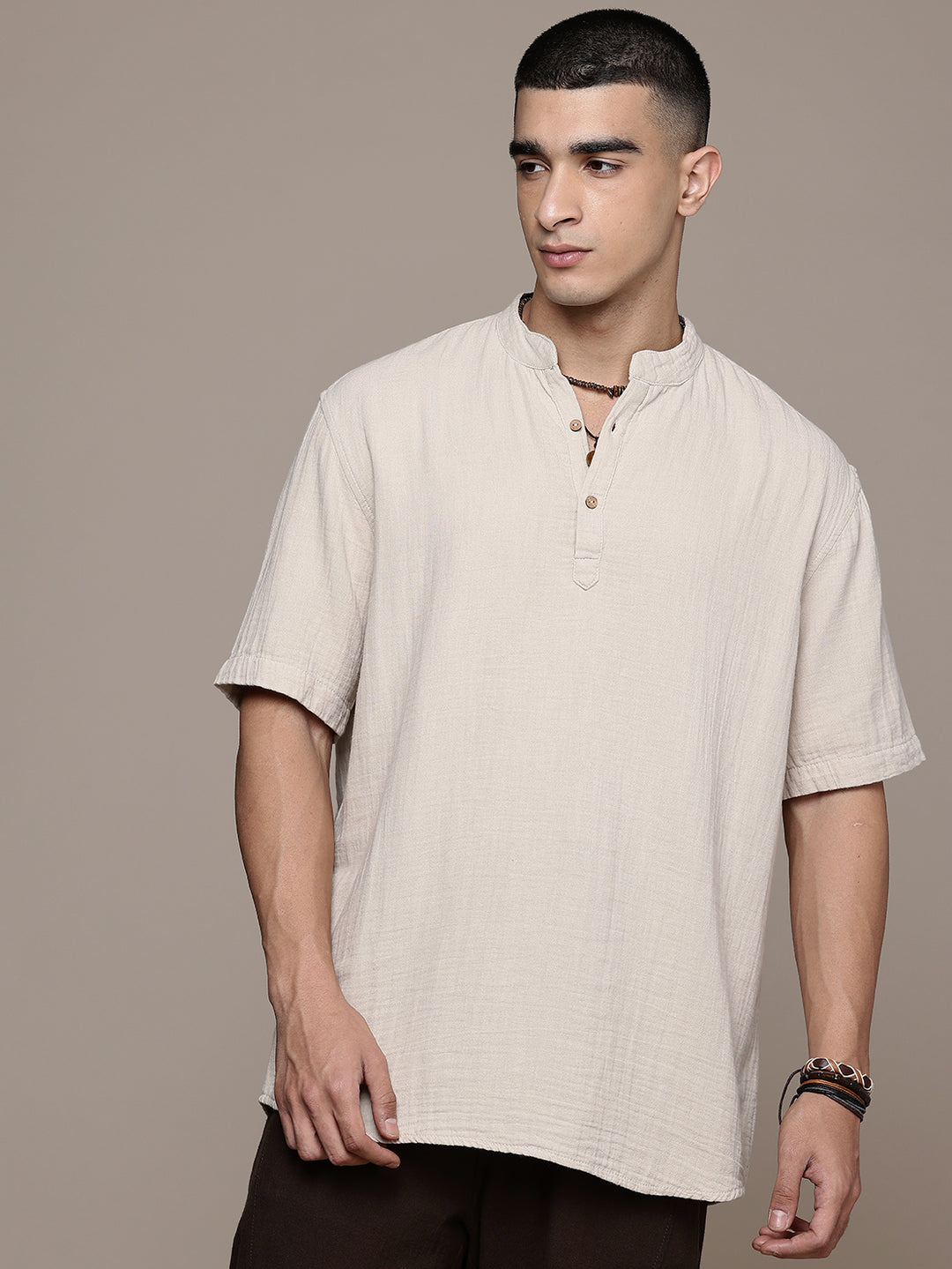 Nomad Band Collar Half Sleeve Kurta