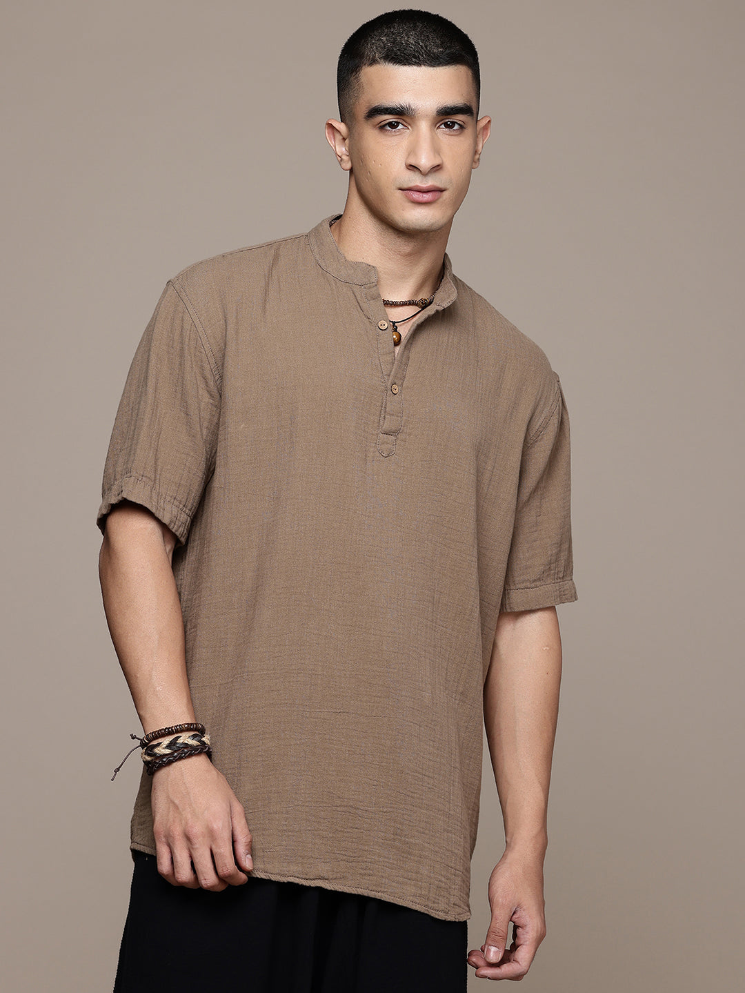 Nomad Band Collar Half Sleeve Kurta