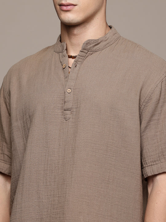 Nomad Band Collar Half Sleeve Kurta
