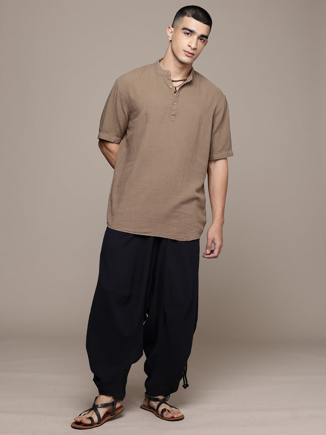 Nomad Band Collar Half Sleeve Kurta