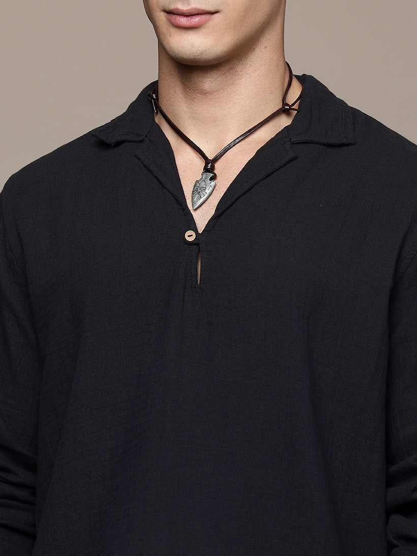 Unbound Open Collar Popover Shirt