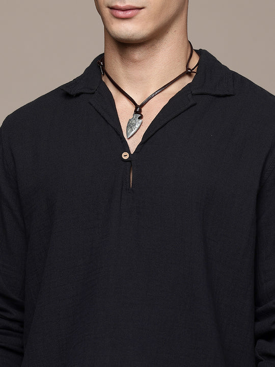 Unbound Open Collar Popover Shirt