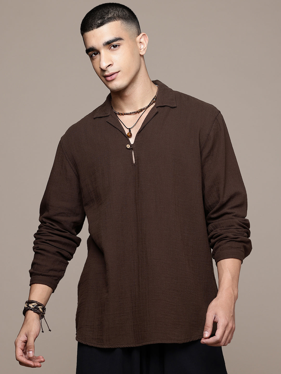 Unbound Open Collar Popover Shirt