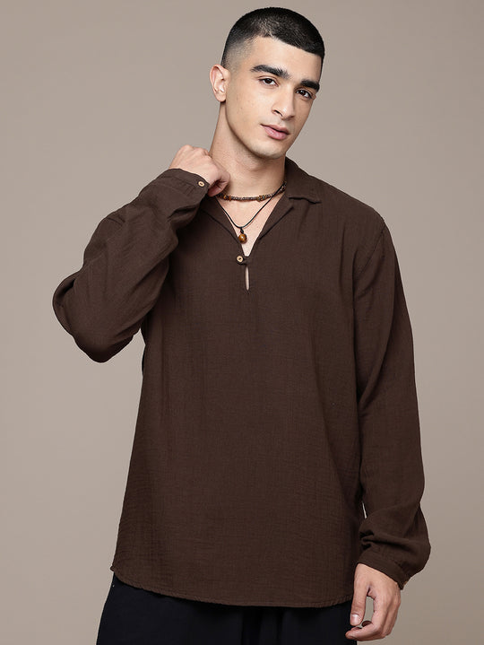 Unbound Open Collar Popover Shirt