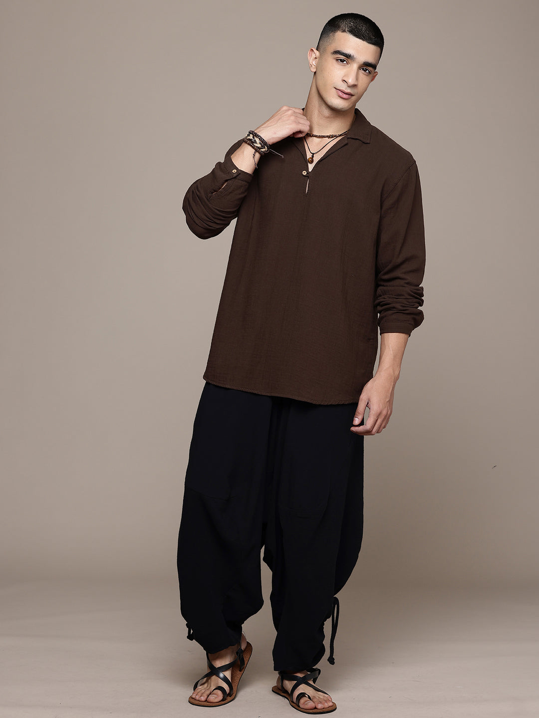 Unbound Open Collar Popover Shirt