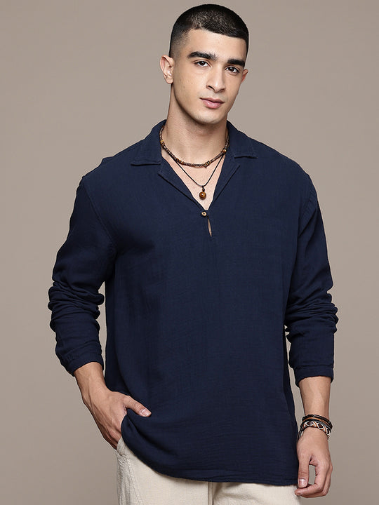 Unbound Open Collar Popover Shirt