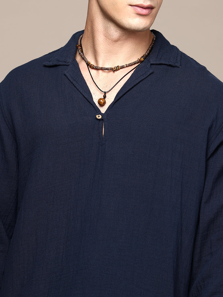 Unbound Open Collar Popover Shirt