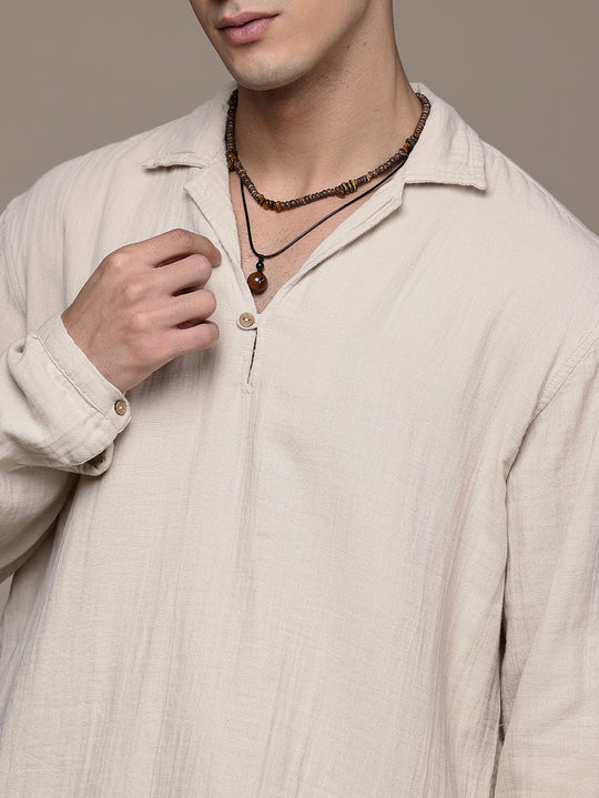 Unbound Open Collar Popover Shirt