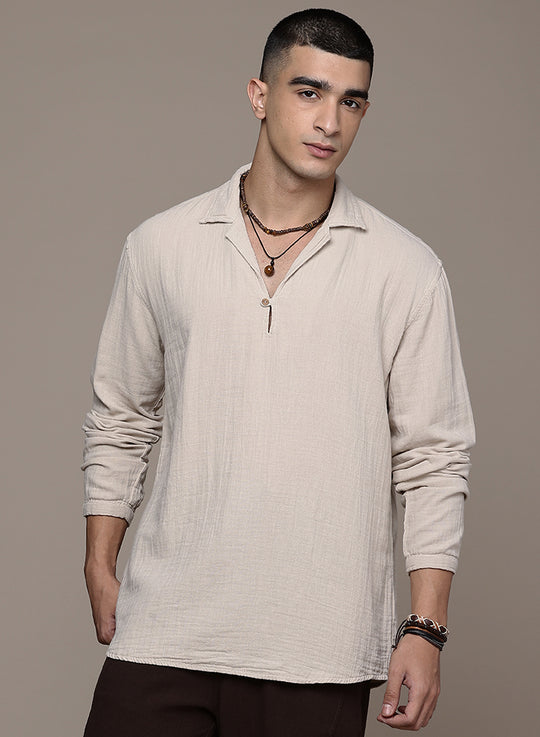 Unbound Open Collar Popover Shirt