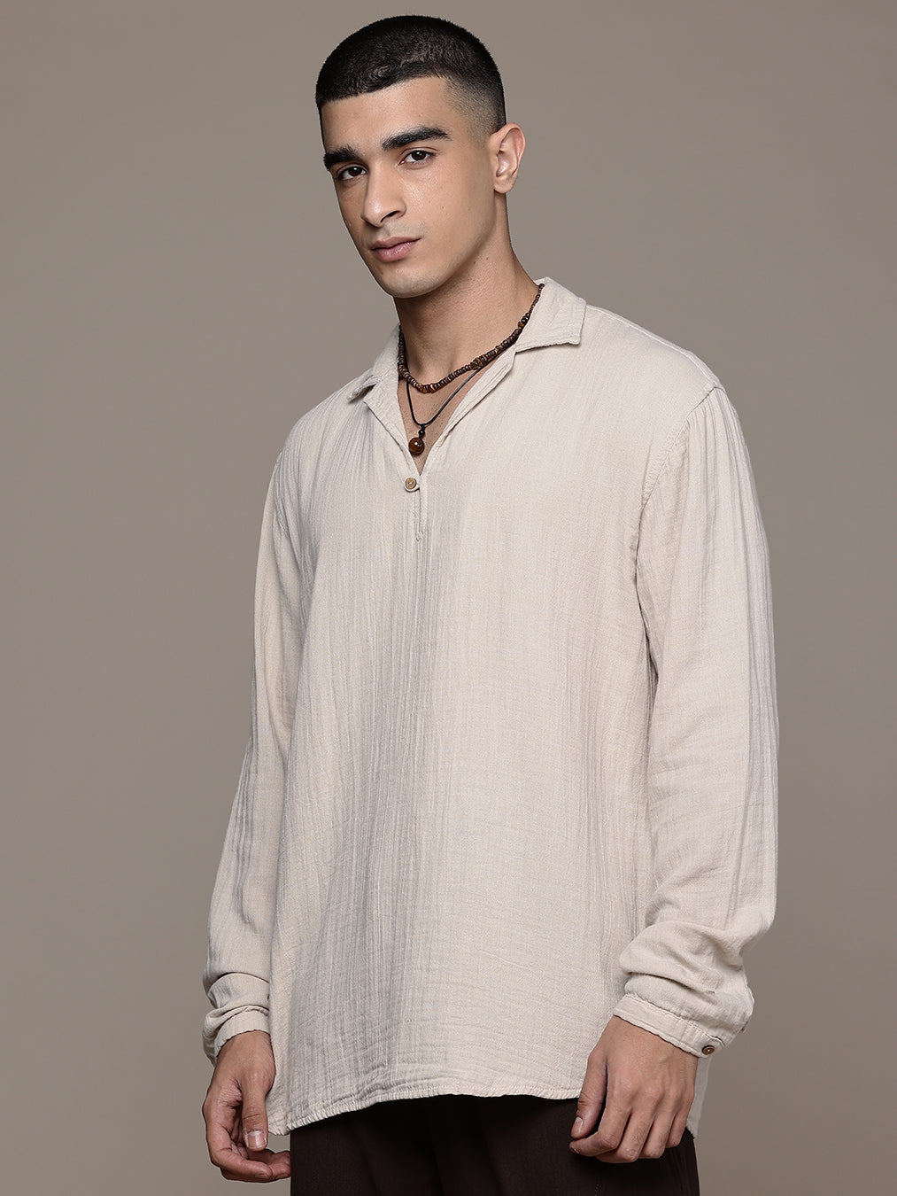 Unbound Open Collar Popover Shirt